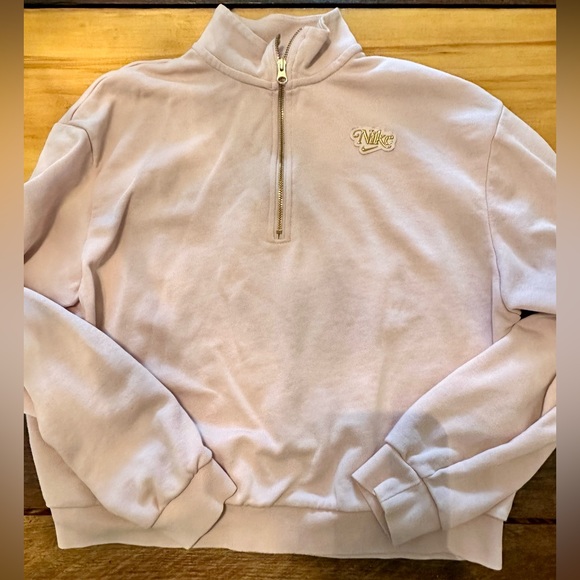 Women’s XS Nike Pink 1/4 Zip Crop Sweatshirt - Picture 1 of 7